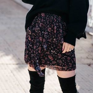 H&M Floral Ruffle Mini Skirt